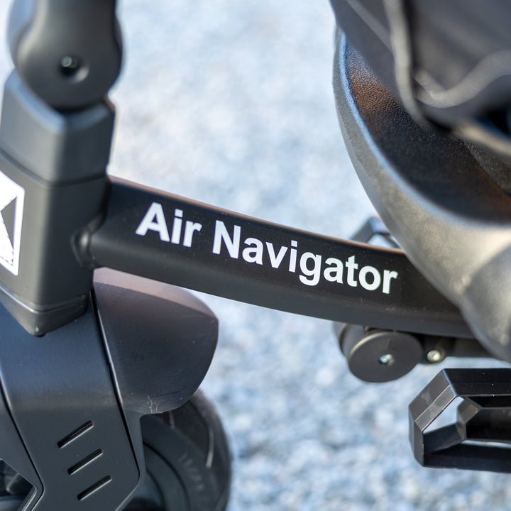 Close-up of the frame with Air Navigator label on the KETTLER Air Navigator 6-in-1 Tricycle.