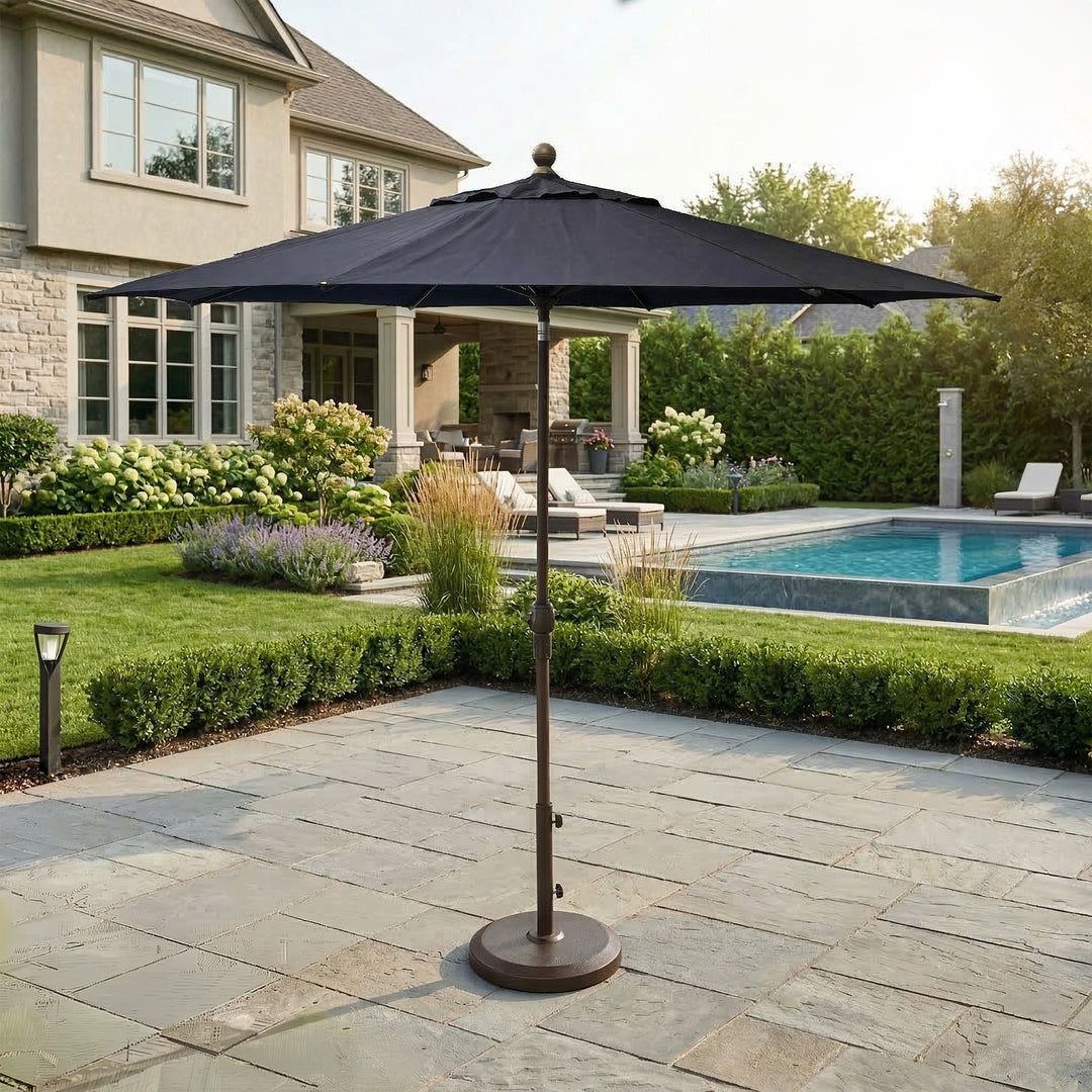 9-foot navy patio umbrella 9 Foot Auto-Tilt Market Umbrella – KETTLER USA