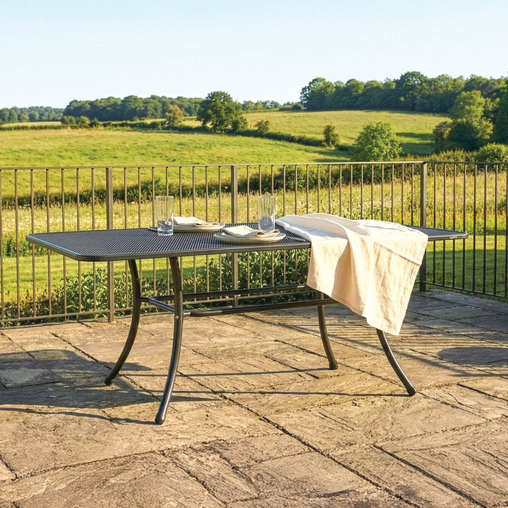 79x40-inch Wrought Iron Mesh Top Table
