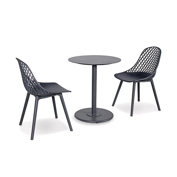 Cafe Milano Bistro Chair in charcoal grey, ergonomic, weather-resistant with mesh design for outdoor balconies and terraces.