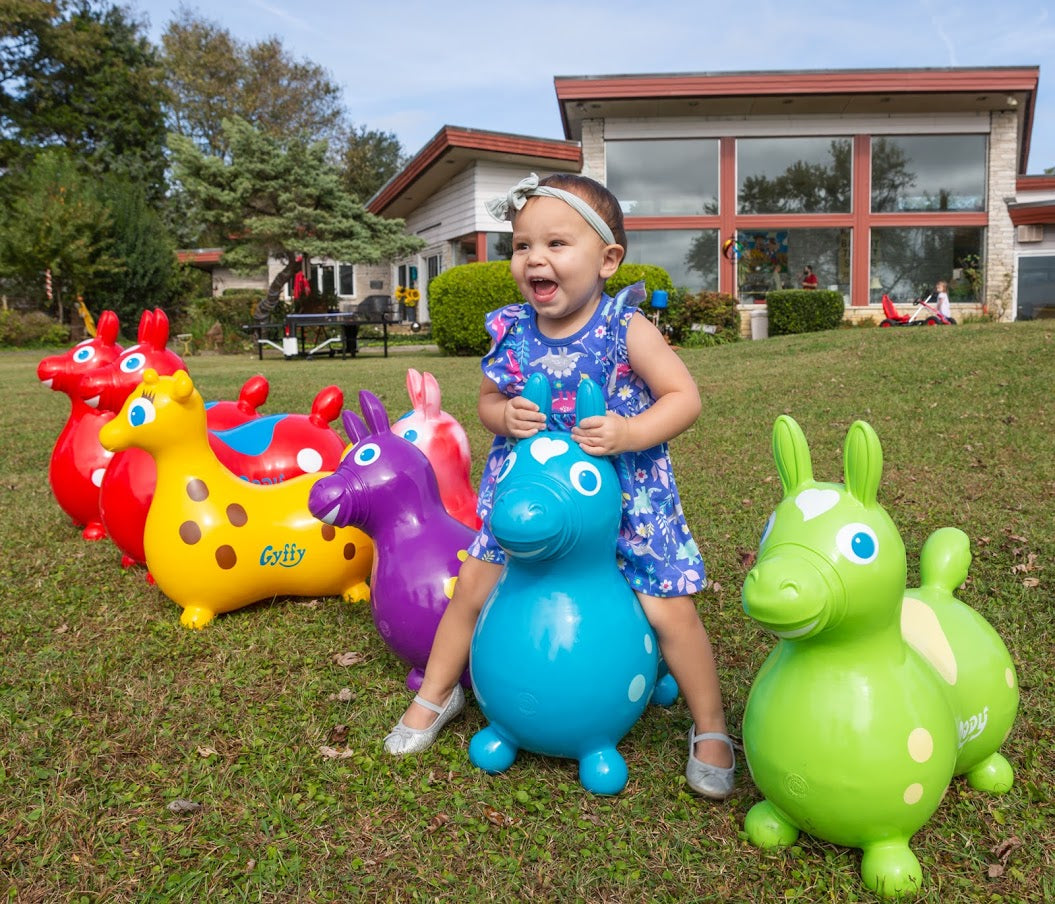 The Rody Inflatable Bounce Horse promotes active playtime while developing children’s balance, motor skills and body coordination. The Rody Horse has been adopted in many nursery schools as a psycho-motor tool, and also used by therapists to enhance language, memory, and perception skills. However, it's mainly a fun and relaxing toy to get your child active.