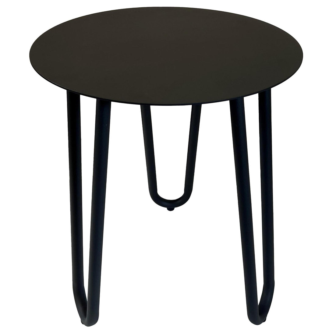 Blixum Aluminum Side Table in lava color with lightweight, durable aluminum frame and protective foot glides.