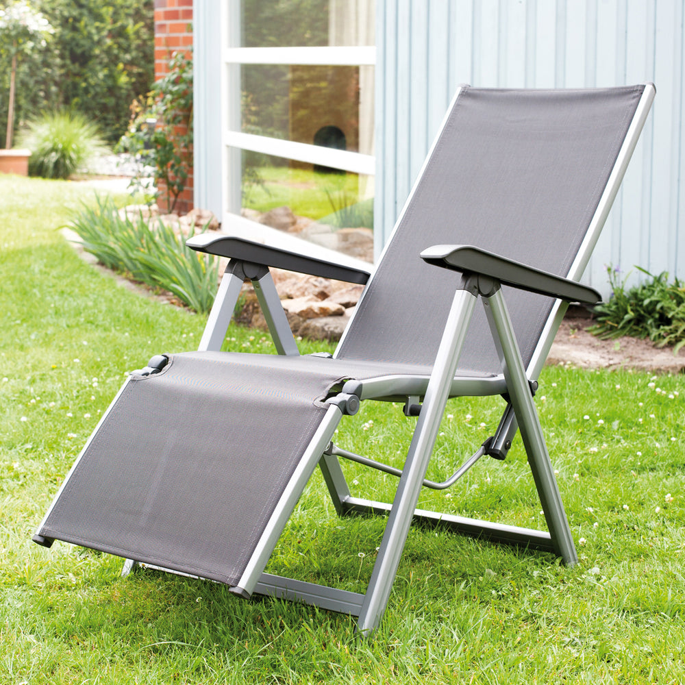 Basic Plus Relaxer Multi-Position Relaxer with lightweight aluminum frame and ergonomic textile sling for outdoor comfort and easy folding storage.