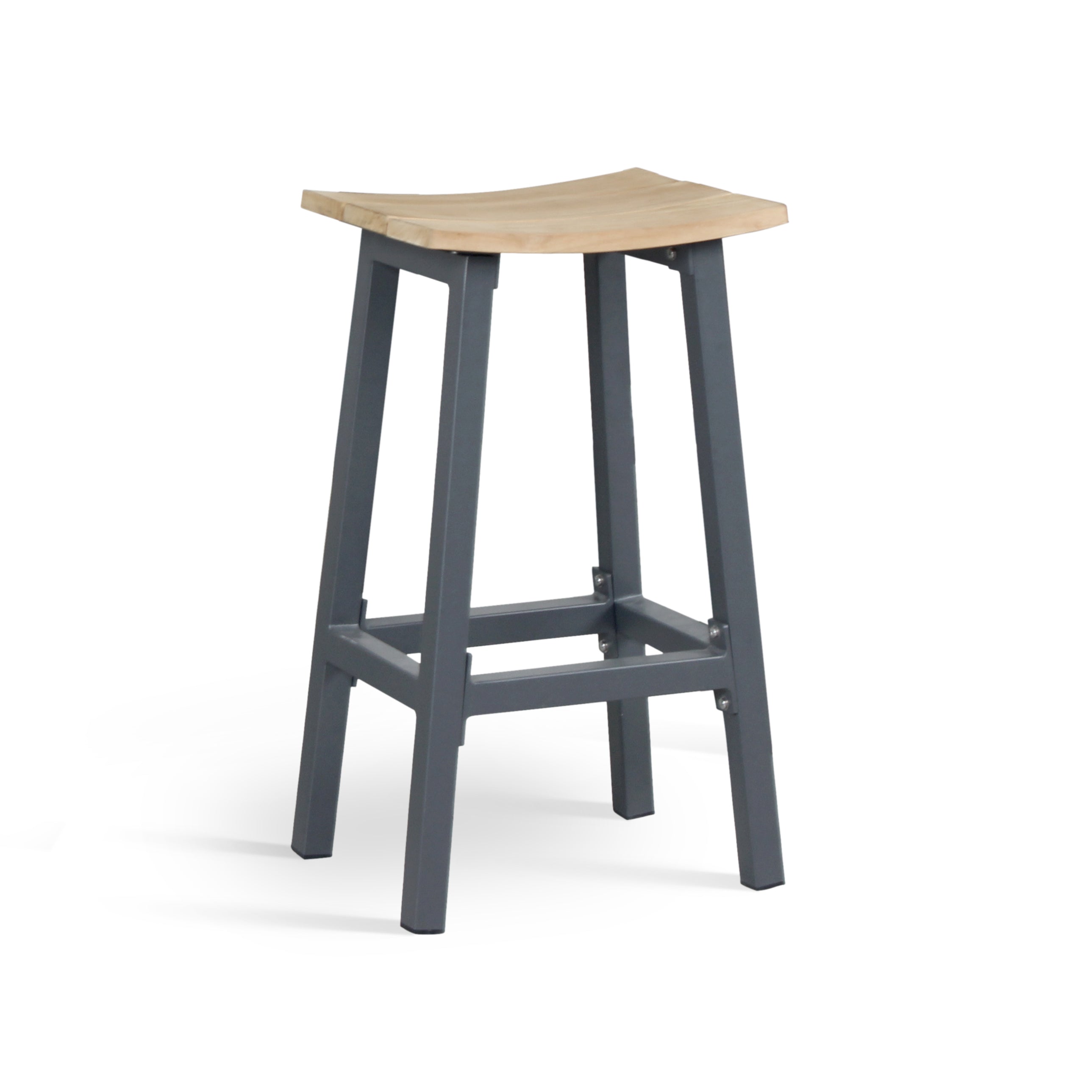 Elba Aluminum Bar Stool With Teak Accents