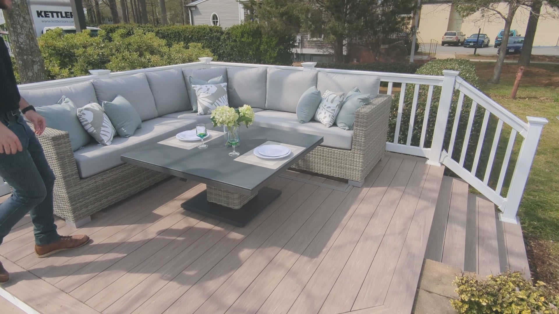 Aya Wicker 5-Piece Corner Sectional With Cushions