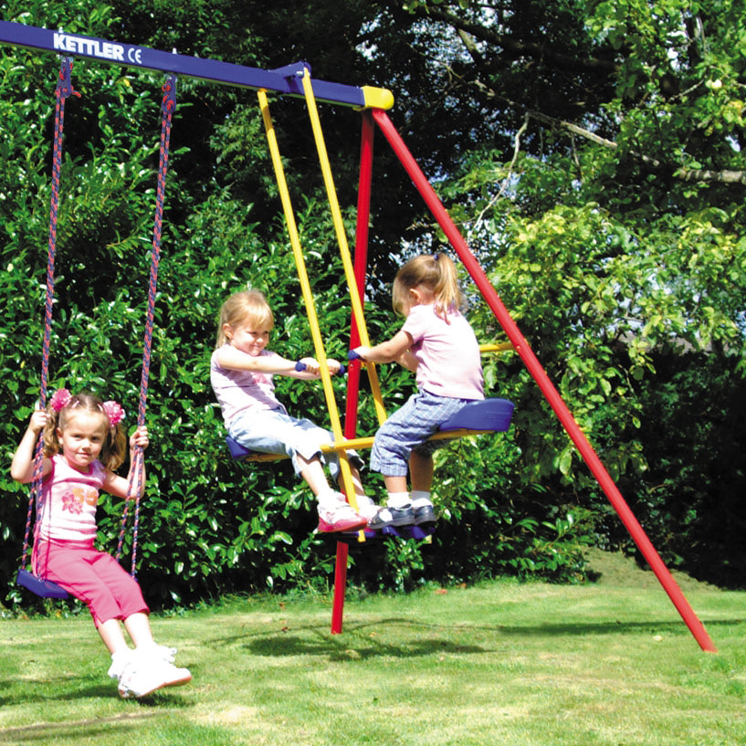 Children playing on the KETTLER Multi-Play Swingset Bundle