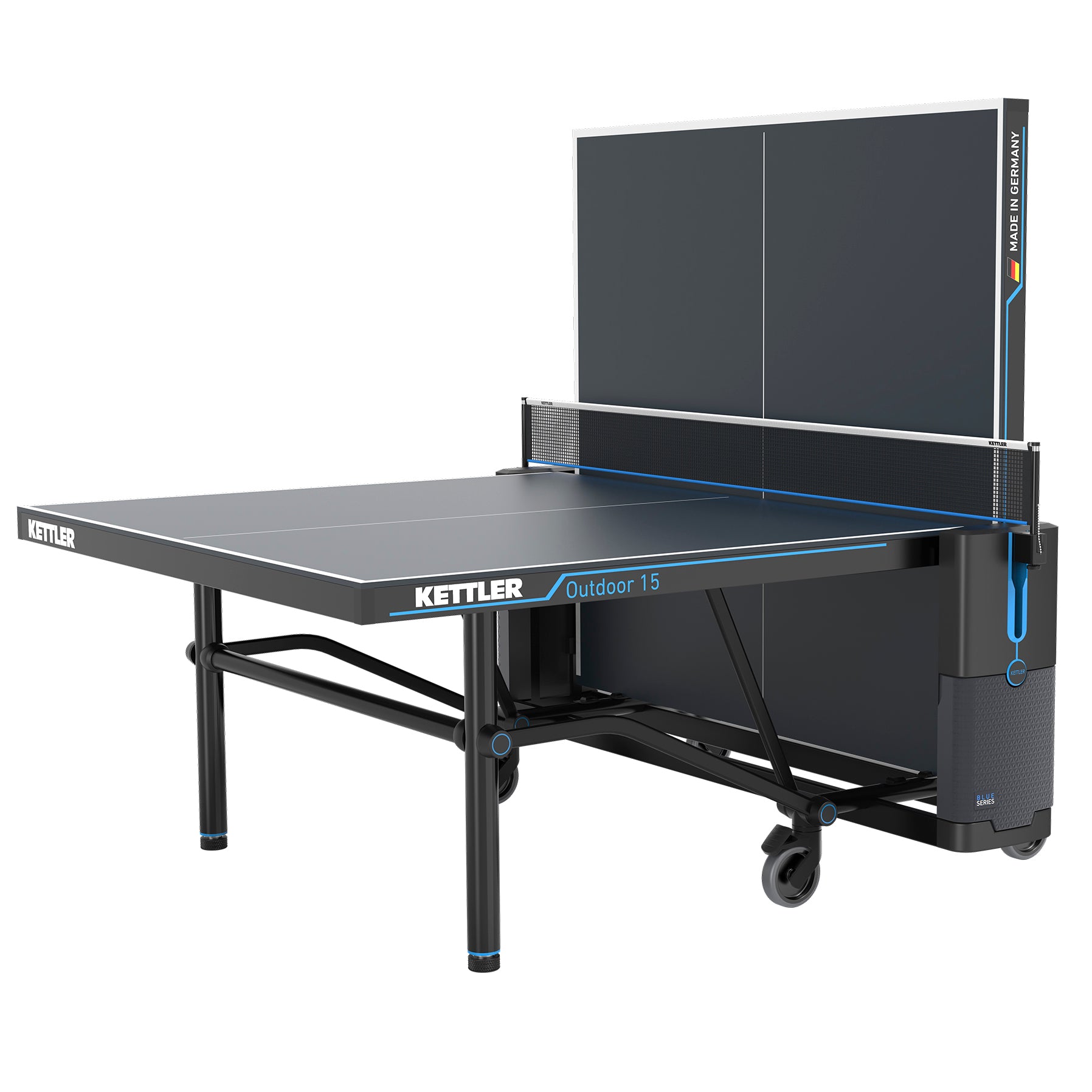 Built In Germany ping pong table in playback position 