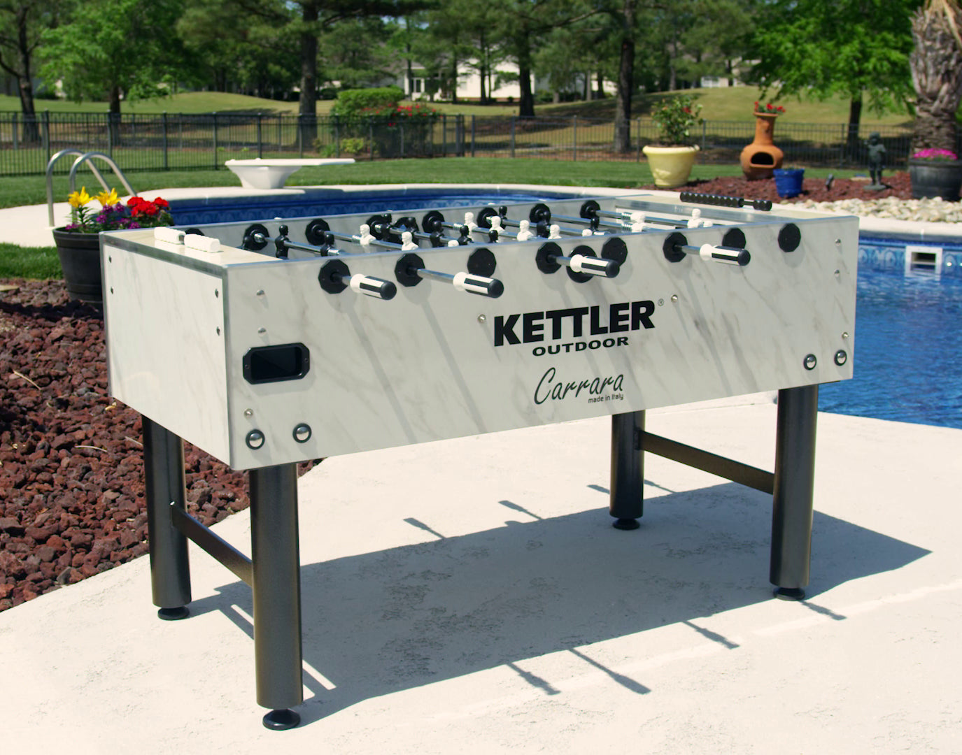 Pool Side Lifestyle Foosball Table in Backyard