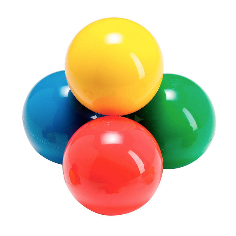Gymnic 2-inch Set Of 24 Multicolored Balls in red, blue, yellow, and green, soft and easy to grip play balls.