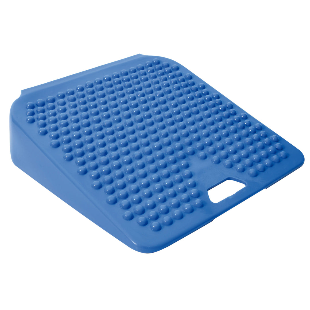 Gymnic Movin' Sit Jr. inflatable wedge cushion for children with bumpy surface to encourage proper posture.
