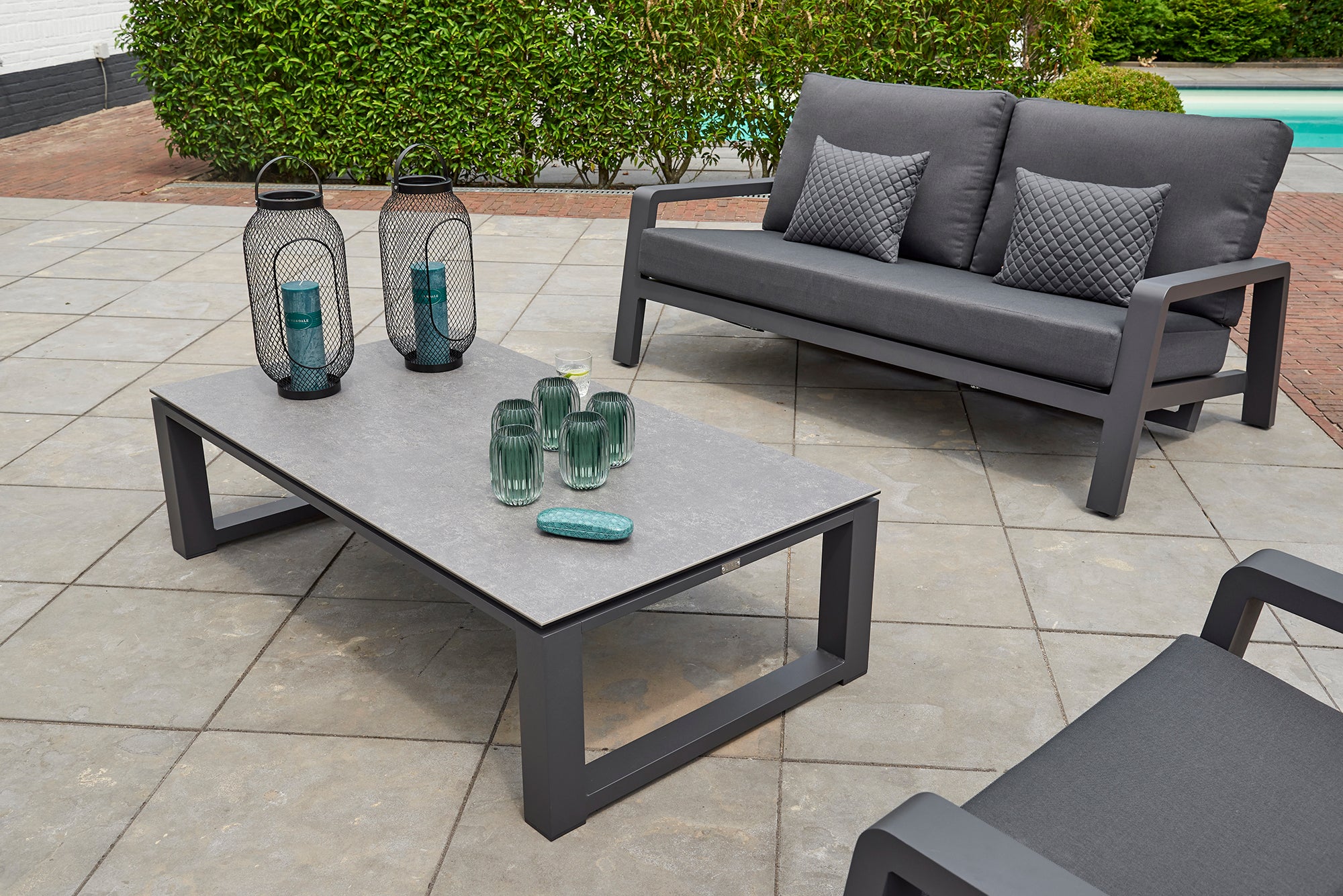 Primavera Coffee Table - Aluminum Frame With Ceramic Top