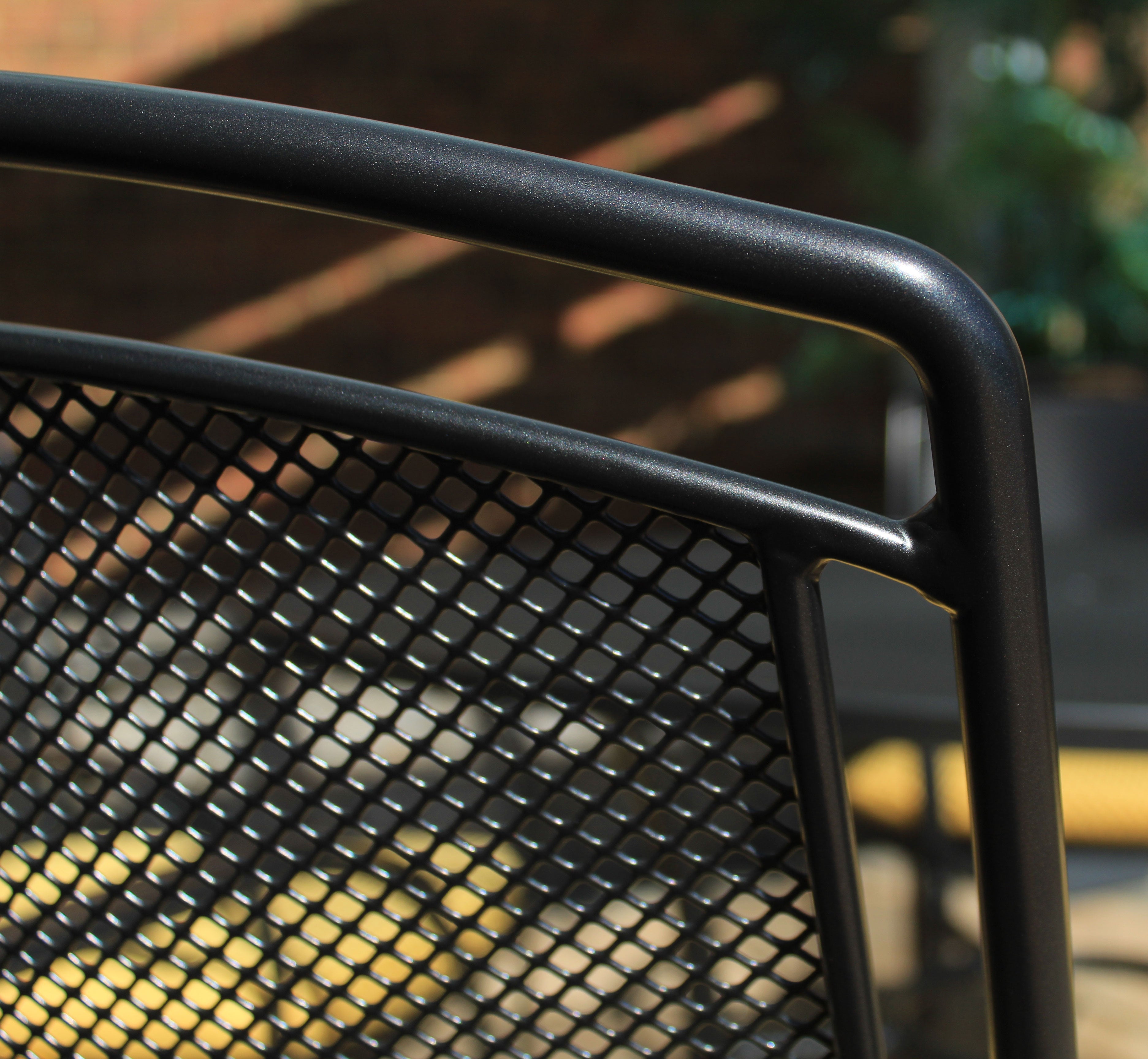 Henley Wrought Iron Mesh Stackable Arm Chair - Set Of 6