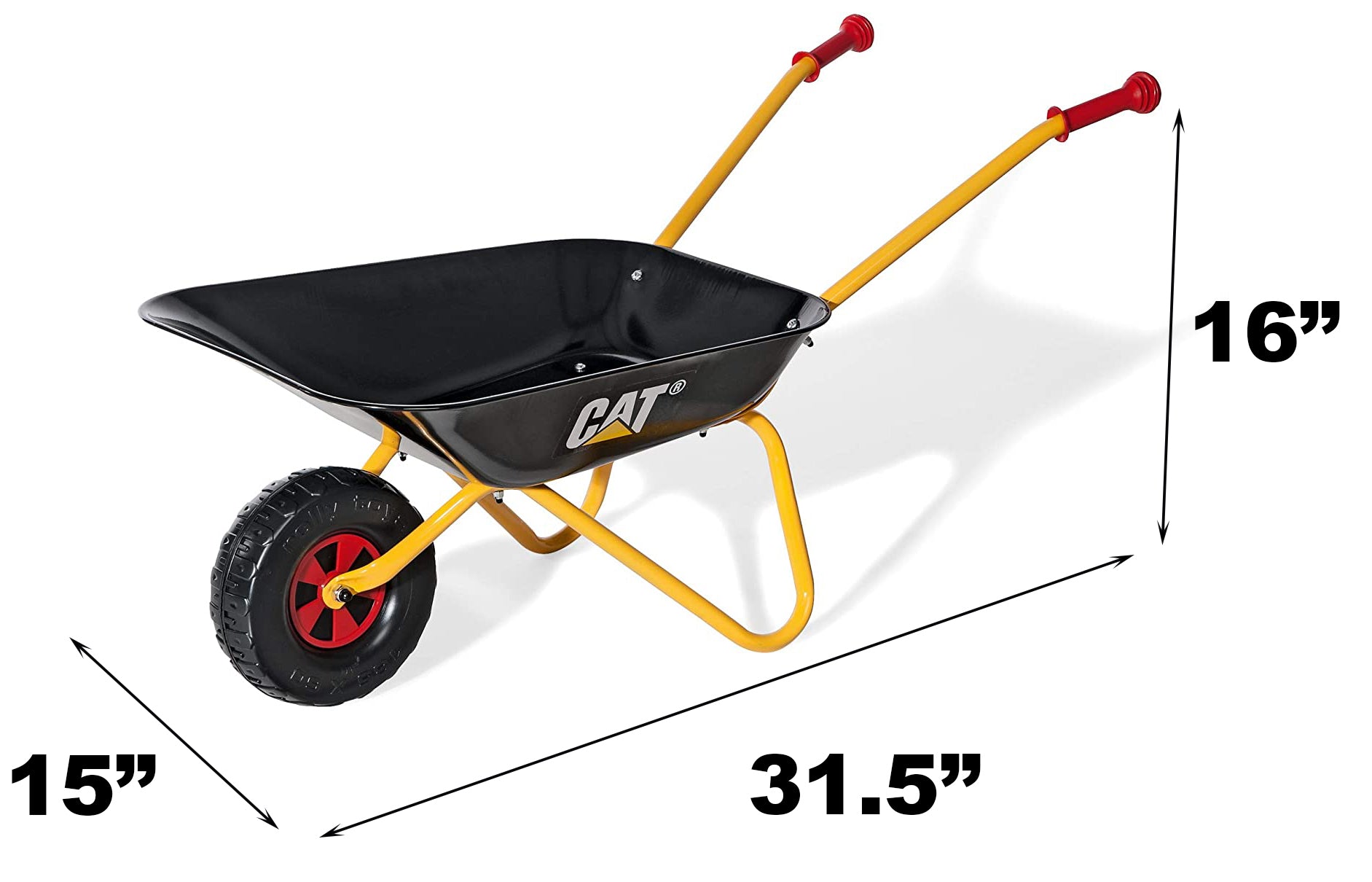 Caterpillar wheelbarrow with dimension marks 