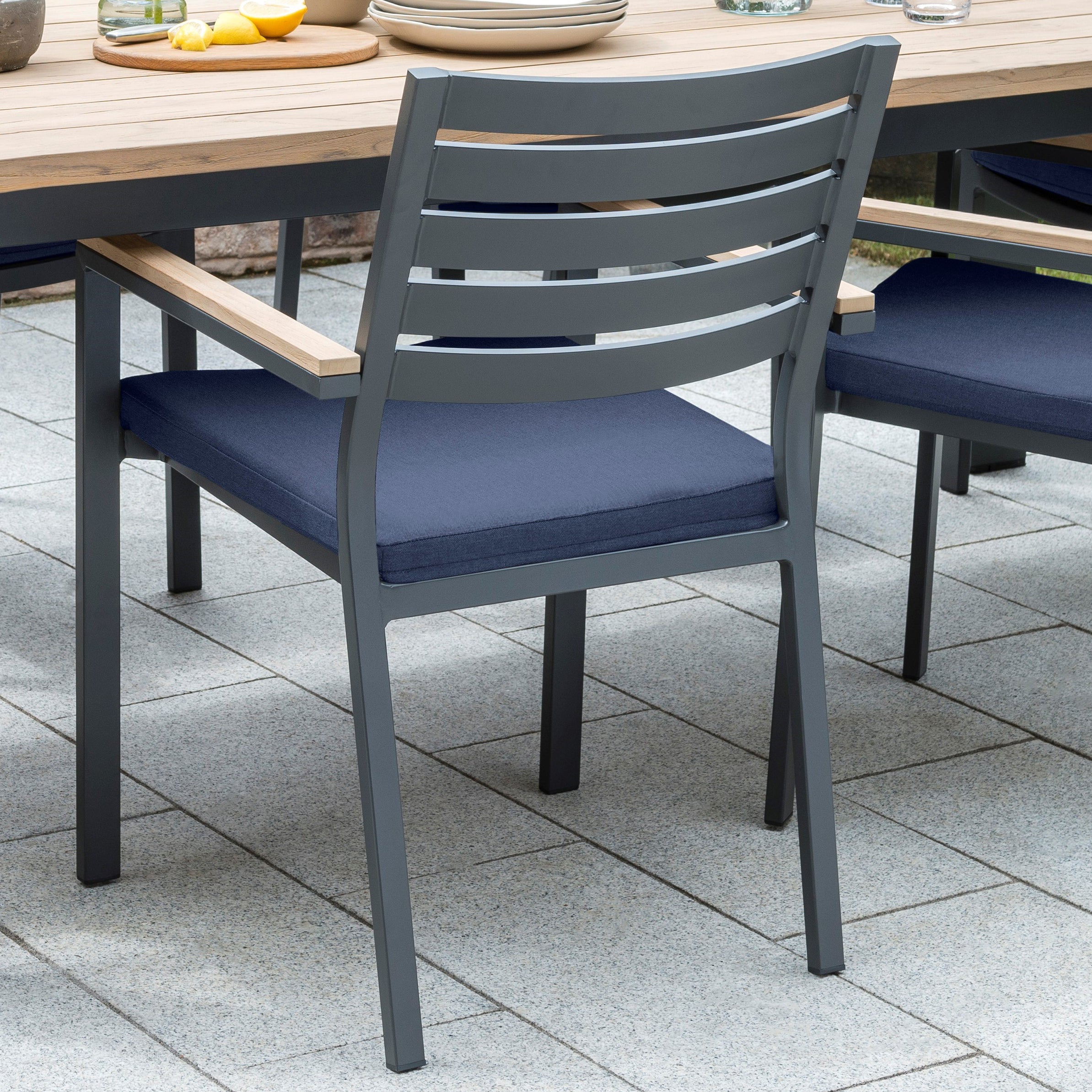 Elba Aluminum Dining Set With Teak Accents