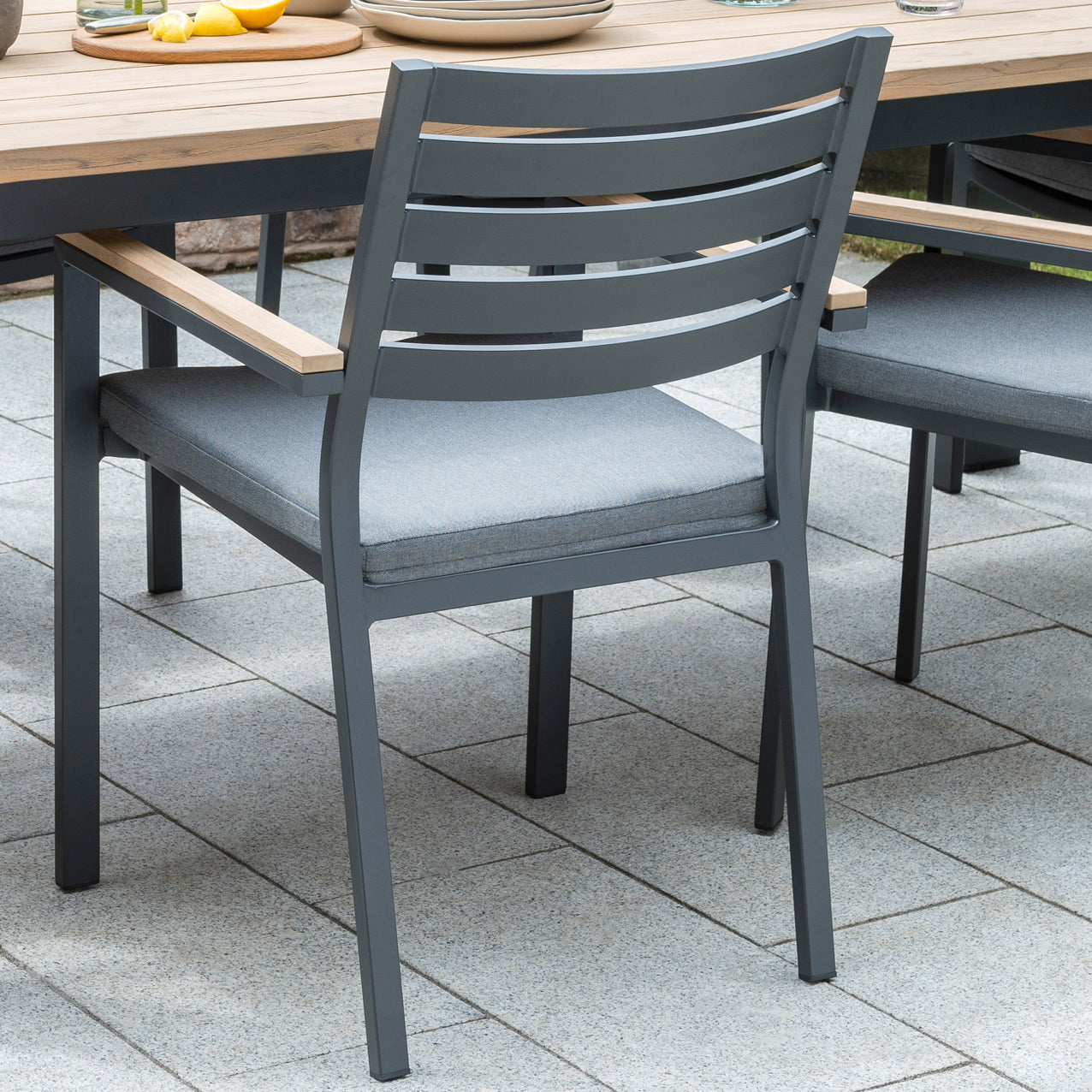 Elba Aluminum Dining Set With Teak Accents