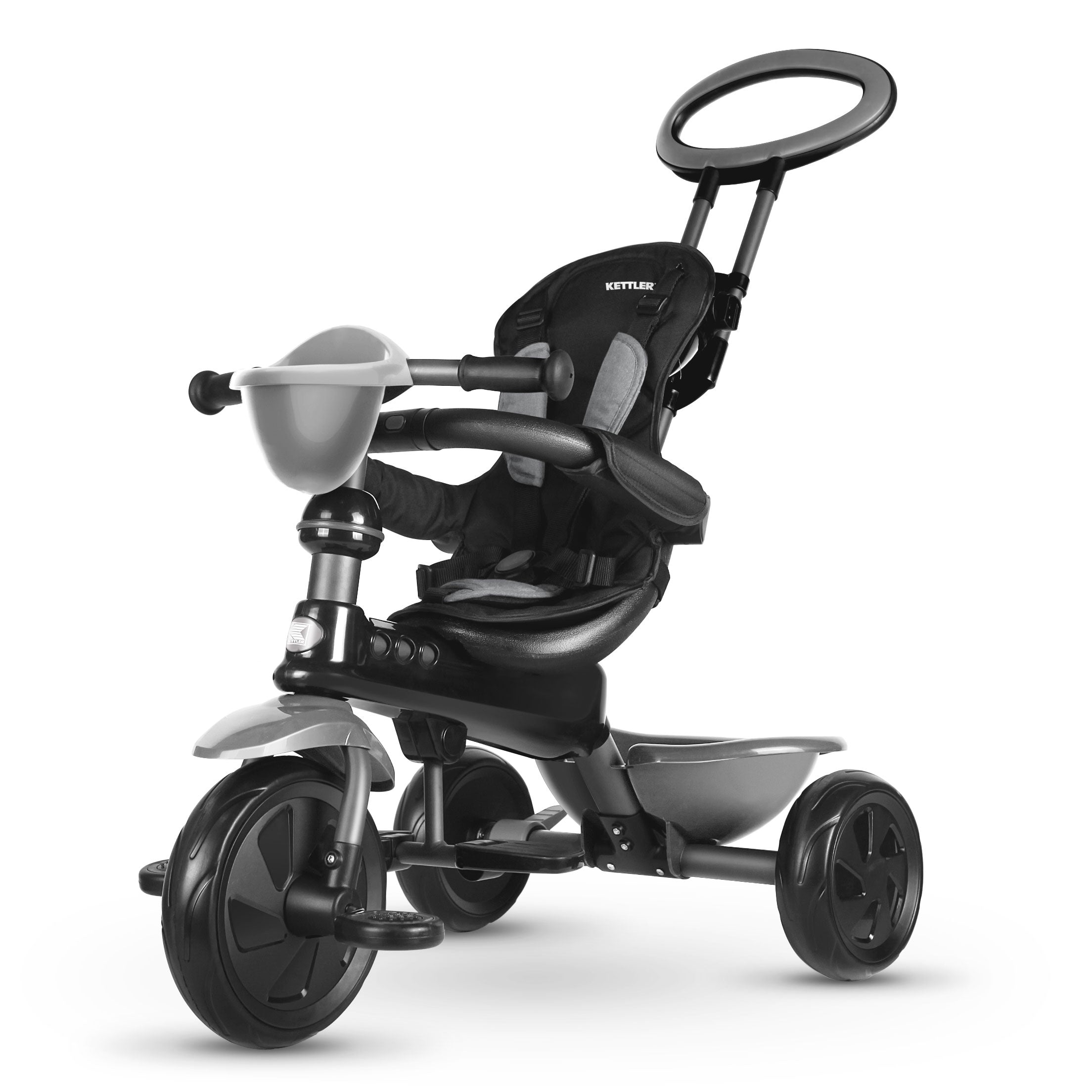 The KETTLER Happy Navigator 4-in-1 Trike grows with your little one from 10 to 72 months, transforming from parent-controlled ride on to kids’ tricycle. Unique removable and adjustable features make sure your little one has a trike for every stage of their development.