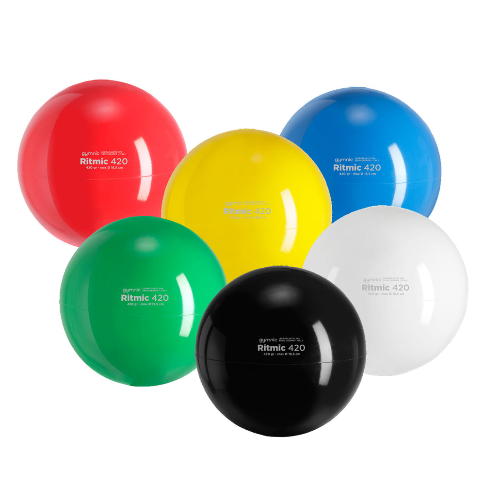 Gymnic Ritmic Balls 420 grams in multiple colors designed for rhythmic gymnastics training and competitions.