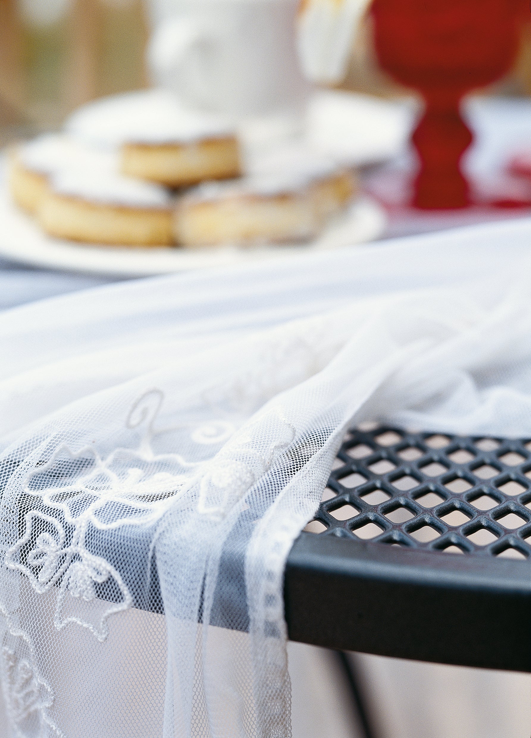 mesh table close up with cloth