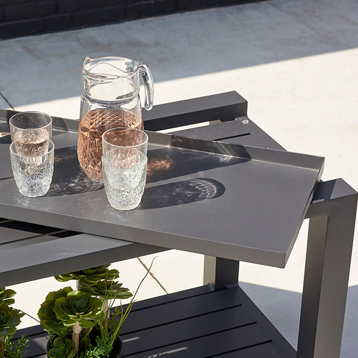 Lifestyle shot of serving trolley with detachable tray